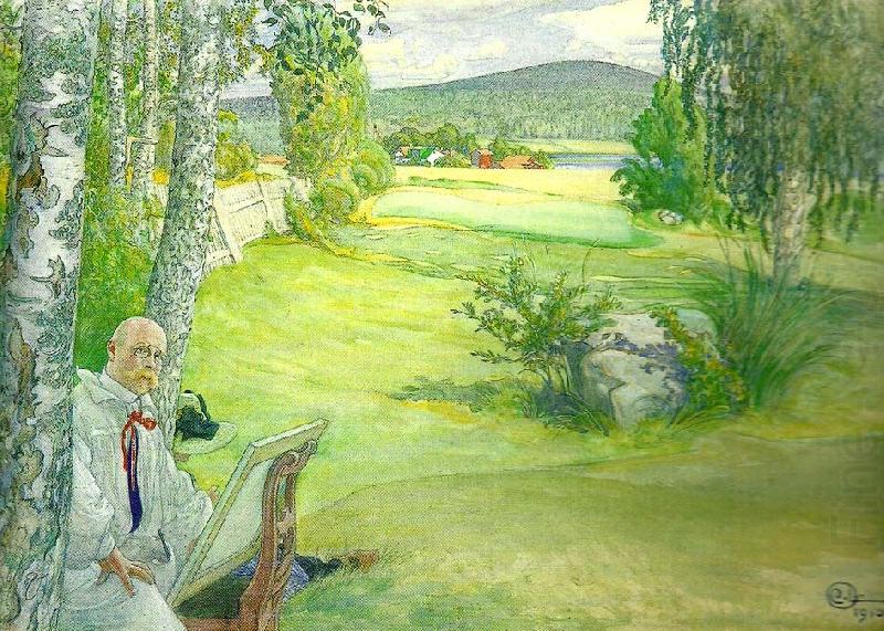 Carl Larsson paradiset-sjalvportratt i landskap china oil painting image